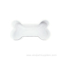 Bone Shaped Pet Feeding Bowl White Ceramic